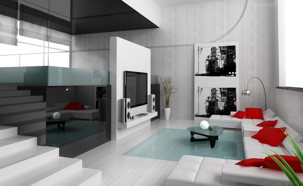 Черно-белый интерьер квартиры и интерьер в стиле кантри